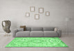 Machine Washable Persian Emerald Green Traditional Area Rugs in a Living Room,, wshtr2981emgrn