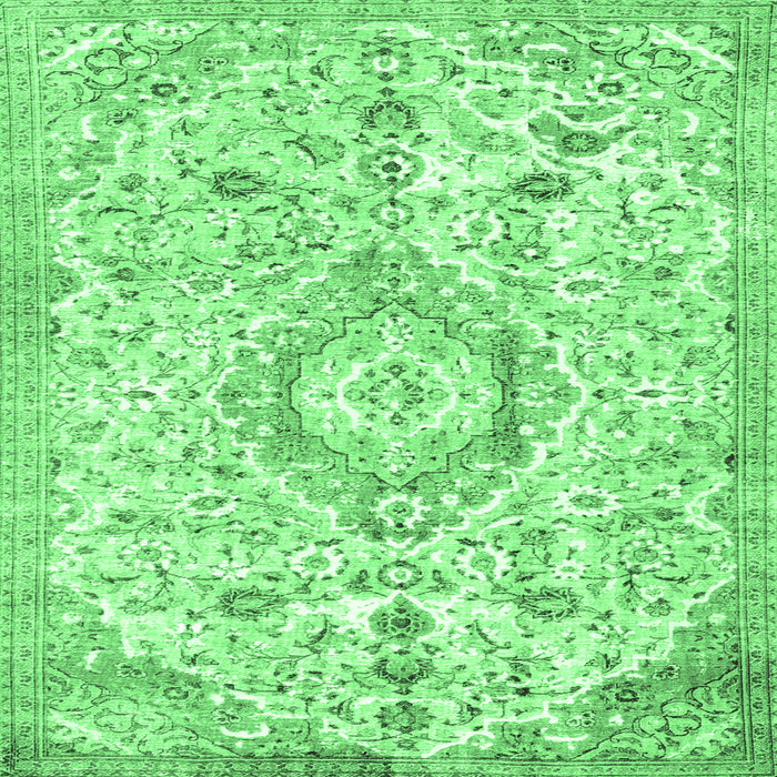 Square Machine Washable Persian Emerald Green Traditional Area Rugs, wshtr2981emgrn