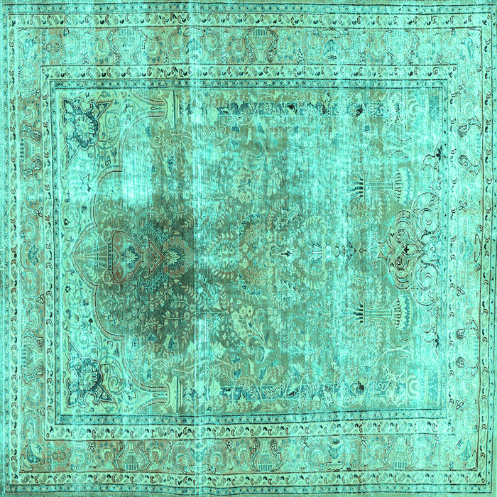 Square Machine Washable Persian Turquoise Traditional Area Rugs, wshtr2982turq