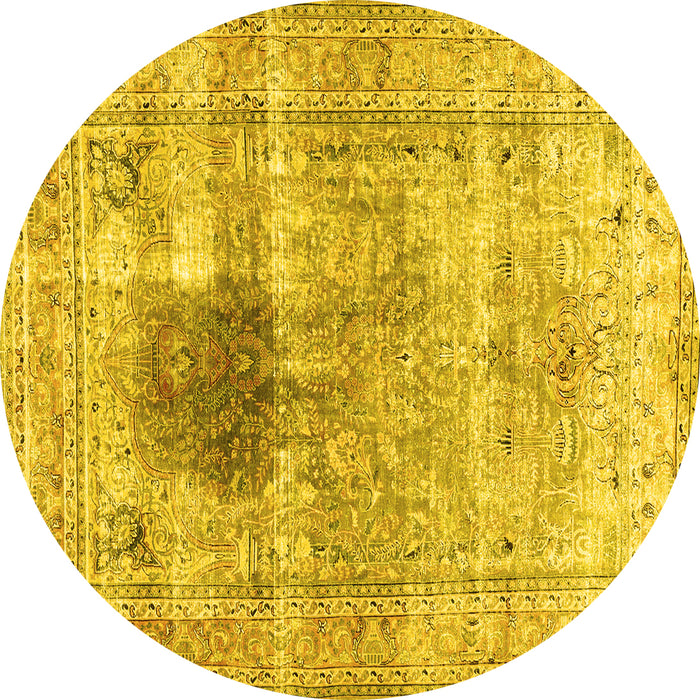 Round Persian Yellow Traditional Rug, tr2982yw