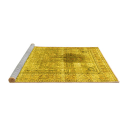 Sideview of Machine Washable Persian Yellow Traditional Rug, wshtr2982yw