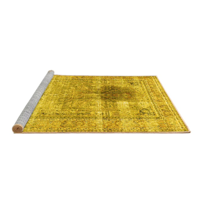 Sideview of Machine Washable Persian Yellow Traditional Rug, wshtr2982yw