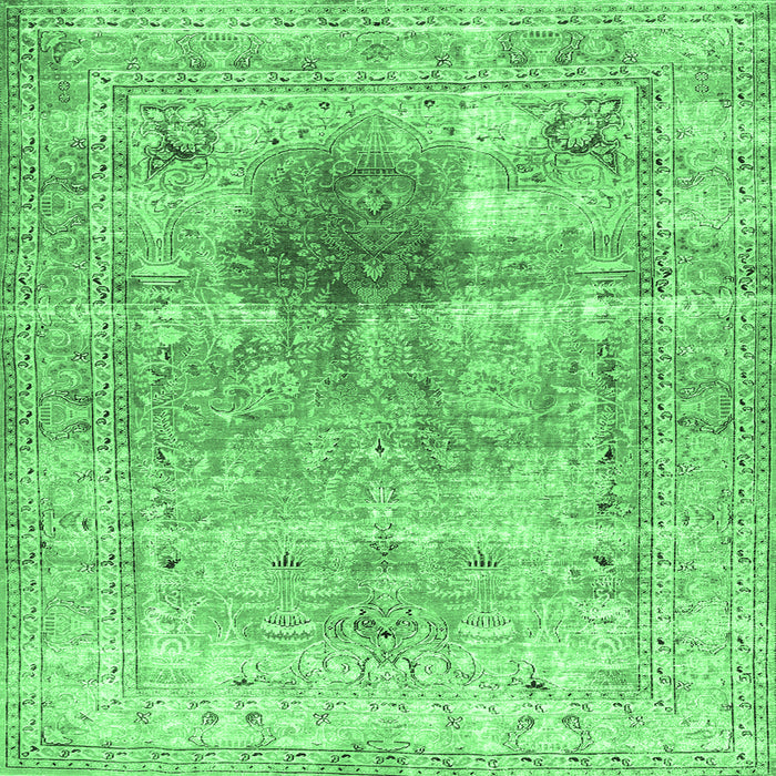 Square Persian Emerald Green Traditional Rug, tr2982emgrn