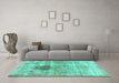 Machine Washable Persian Turquoise Traditional Area Rugs in a Living Room,, wshtr2982turq