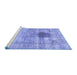 Sideview of Machine Washable Persian Blue Traditional Rug, wshtr2982blu