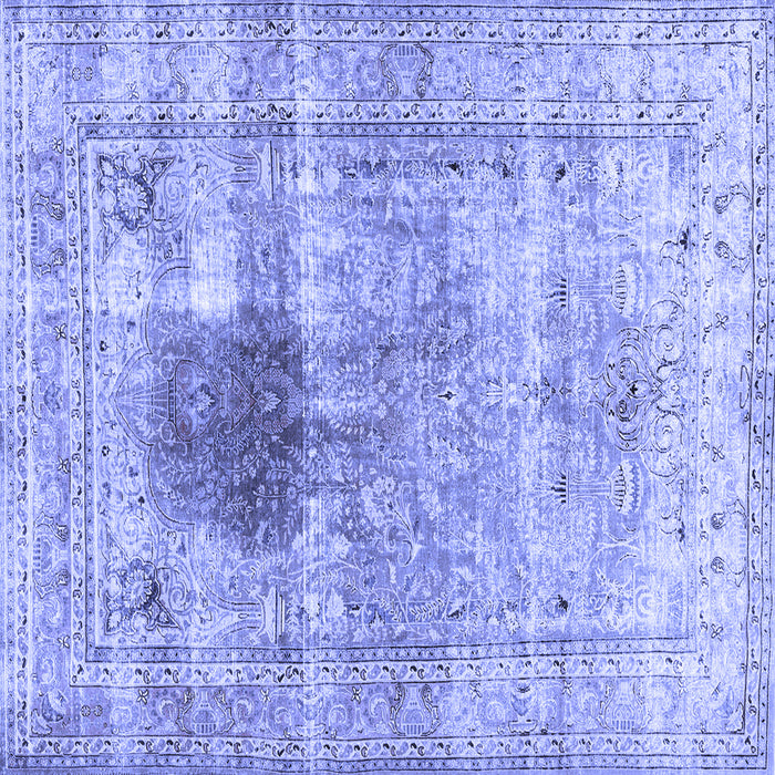 Square Machine Washable Persian Blue Traditional Rug, wshtr2982blu