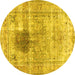 Round Machine Washable Persian Yellow Traditional Rug, wshtr2982yw