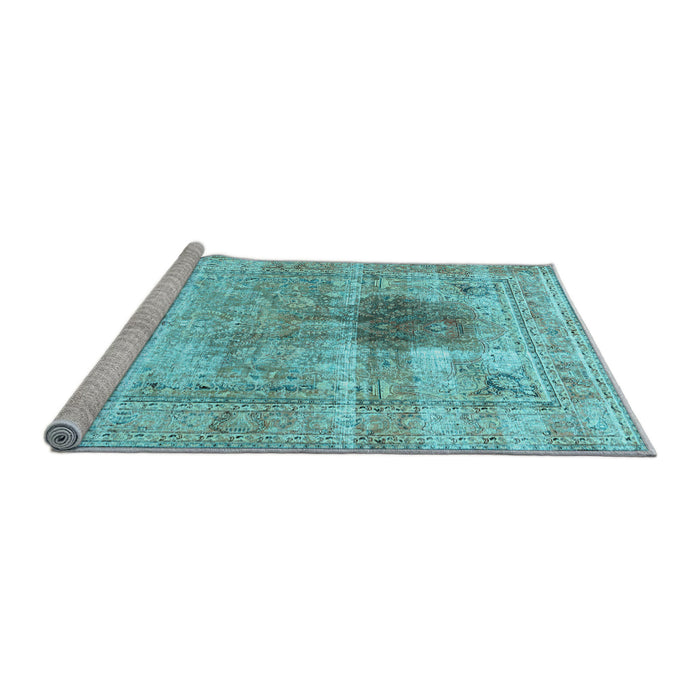 Sideview of Machine Washable Persian Light Blue Traditional Rug, wshtr2982lblu