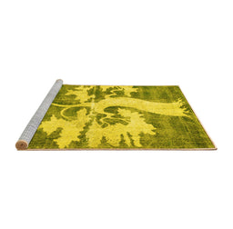 Sideview of Machine Washable Persian Yellow Traditional Rug, wshtr2983yw