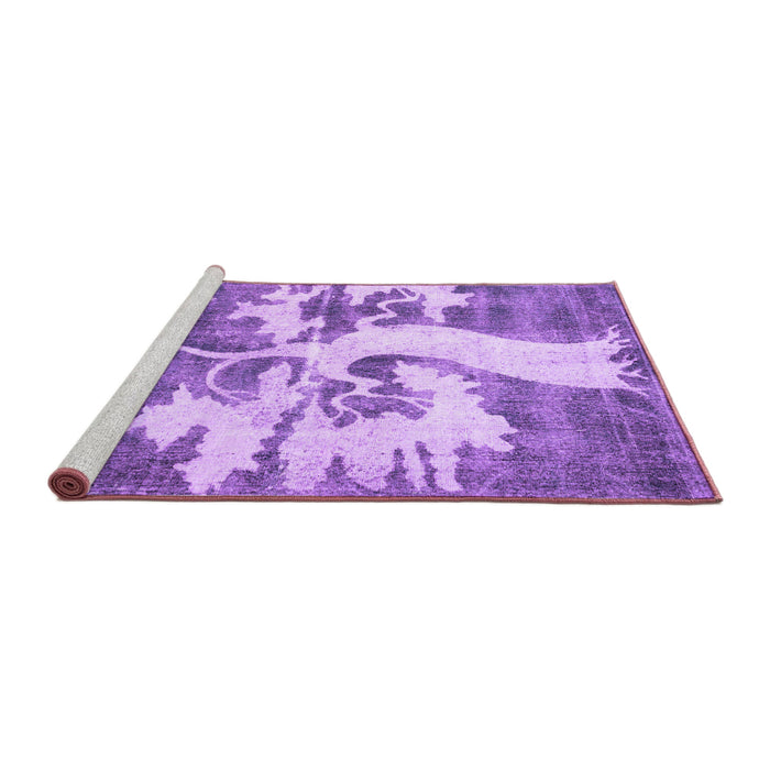 Sideview of Machine Washable Persian Purple Traditional Area Rugs, wshtr2983pur