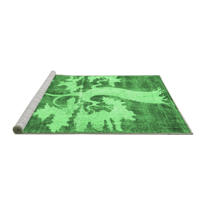 Sideview of Machine Washable Persian Emerald Green Traditional Area Rugs, wshtr2983emgrn