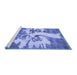 Sideview of Machine Washable Persian Blue Traditional Rug, wshtr2983blu