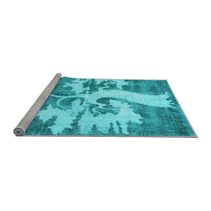 Sideview of Machine Washable Persian Light Blue Traditional Rug, wshtr2983lblu