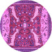 Round Machine Washable Animal Purple Traditional Area Rugs, wshtr2984pur