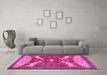 Machine Washable Animal Pink Traditional Rug in a Living Room, wshtr2984pnk