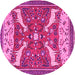 Round Animal Pink Traditional Rug, tr2984pnk