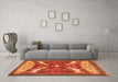 Machine Washable Animal Orange Traditional Area Rugs in a Living Room, wshtr2984org