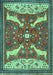 Machine Washable Animal Turquoise Traditional Area Rugs, wshtr2984turq