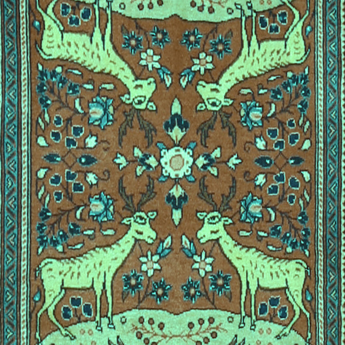 Machine Washable Animal Turquoise Traditional Area Rugs, wshtr2984turq
