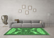 Machine Washable Animal Emerald Green Traditional Area Rugs in a Living Room,, wshtr2984emgrn