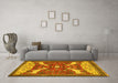 Machine Washable Animal Yellow Traditional Rug in a Living Room, wshtr2984yw