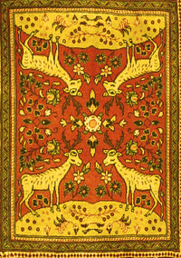 Animal Yellow Traditional Rug, tr2984yw