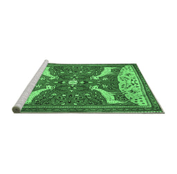 Sideview of Machine Washable Animal Emerald Green Traditional Area Rugs, wshtr2984emgrn