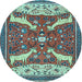 Round Animal Light Blue Traditional Rug, tr2984lblu