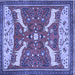 Square Machine Washable Animal Blue Traditional Rug, wshtr2984blu