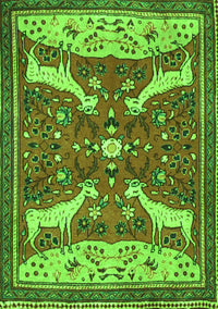 Animal Green Traditional Rug, tr2984grn