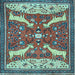 Square Animal Light Blue Traditional Rug, tr2984lblu