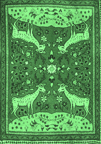 Animal Emerald Green Traditional Rug, tr2984emgrn