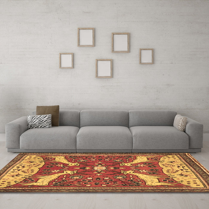 Machine Washable Animal Brown Traditional Rug in a Living Room,, wshtr2984brn