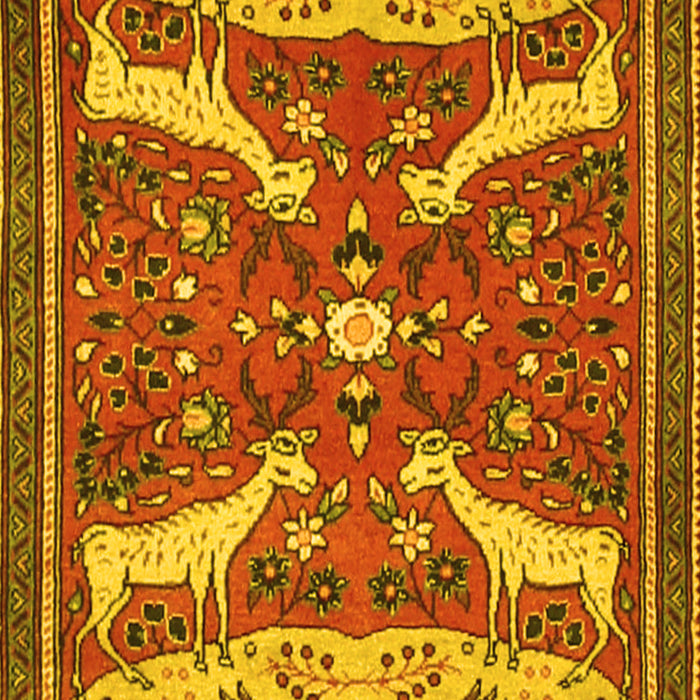 Machine Washable Animal Yellow Traditional Rug, wshtr2984yw