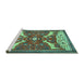 Sideview of Machine Washable Animal Turquoise Traditional Area Rugs, wshtr2984turq