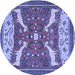 Round Machine Washable Animal Blue Traditional Rug, wshtr2984blu