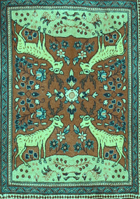 Animal Turquoise Traditional Rug, tr2984turq