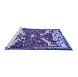 Sideview of Machine Washable Animal Blue Traditional Rug, wshtr2984blu