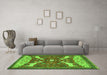 Machine Washable Animal Green Traditional Area Rugs in a Living Room,, wshtr2984grn