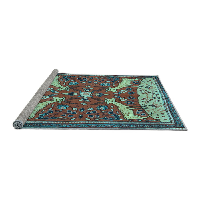 Sideview of Machine Washable Animal Light Blue Traditional Rug, wshtr2984lblu