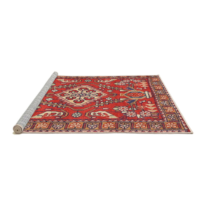Sideview of Machine Washable Traditional Sunrise Orange Rug, wshtr2985