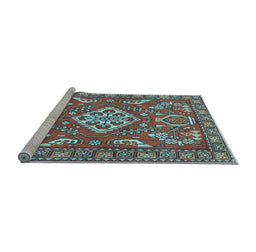 Sideview of Machine Washable Persian Light Blue Traditional Rug, wshtr2985lblu
