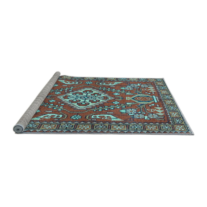 Sideview of Machine Washable Persian Light Blue Traditional Rug, wshtr2985lblu