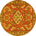 Round Persian Yellow Traditional Rug, tr2985yw