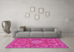 Machine Washable Persian Pink Traditional Rug in a Living Room, wshtr2985pnk