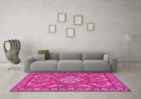 Machine Washable Persian Pink Traditional Rug, wshtr2985pnk