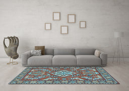 Machine Washable Persian Light Blue Traditional Rug in a Living Room, wshtr2985lblu