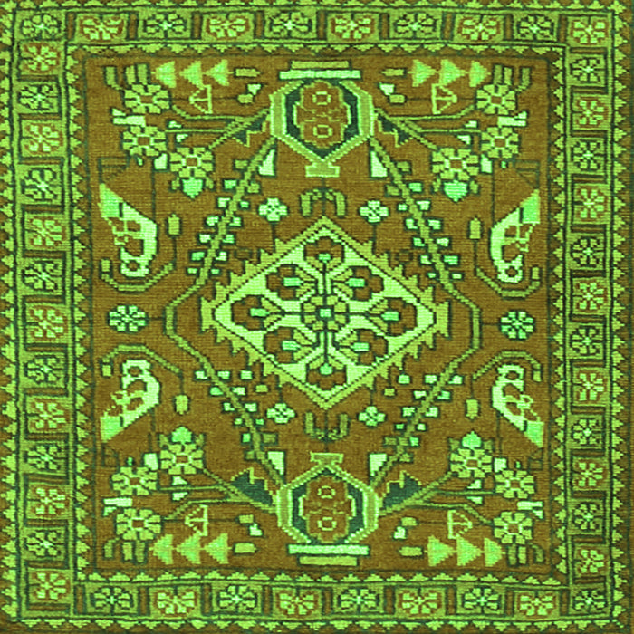 Round Machine Washable Persian Green Traditional Area Rugs, wshtr2985grn