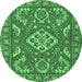 Round Persian Emerald Green Traditional Rug, tr2985emgrn