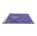 Sideview of Machine Washable Persian Blue Traditional Rug, wshtr2985blu